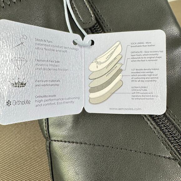 NEW AEROSOLES Cinnamon Ankle Boots Size 6.5M Black Block Heels Pull On Comfy - Picture 7 of 9